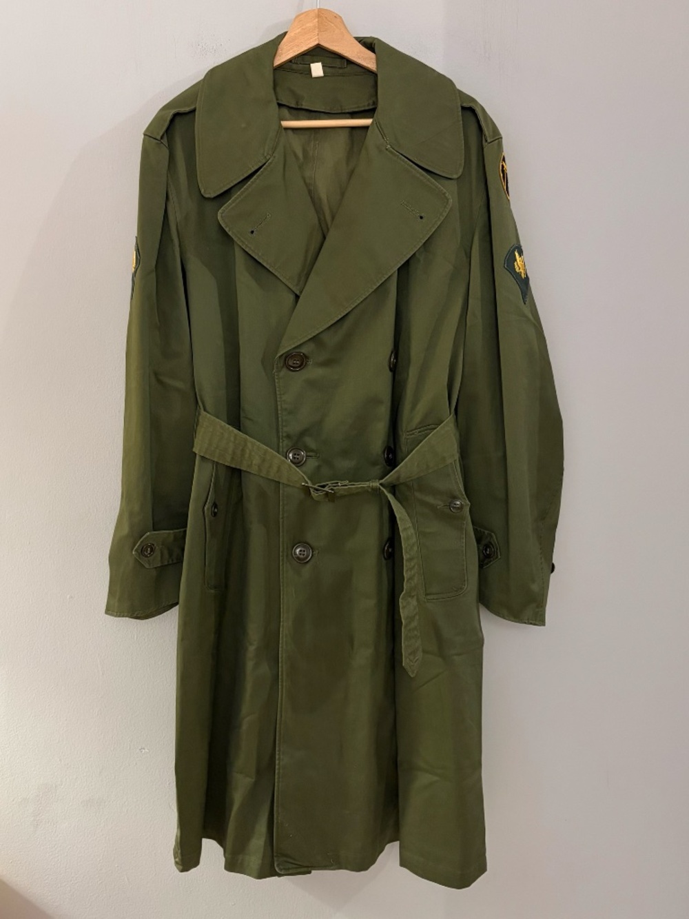 Vintage 1950s US Army Officer Trench Coat Korean War Short Medium.